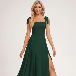 A-line Square Floor-Length Chiffon Dress With Bow